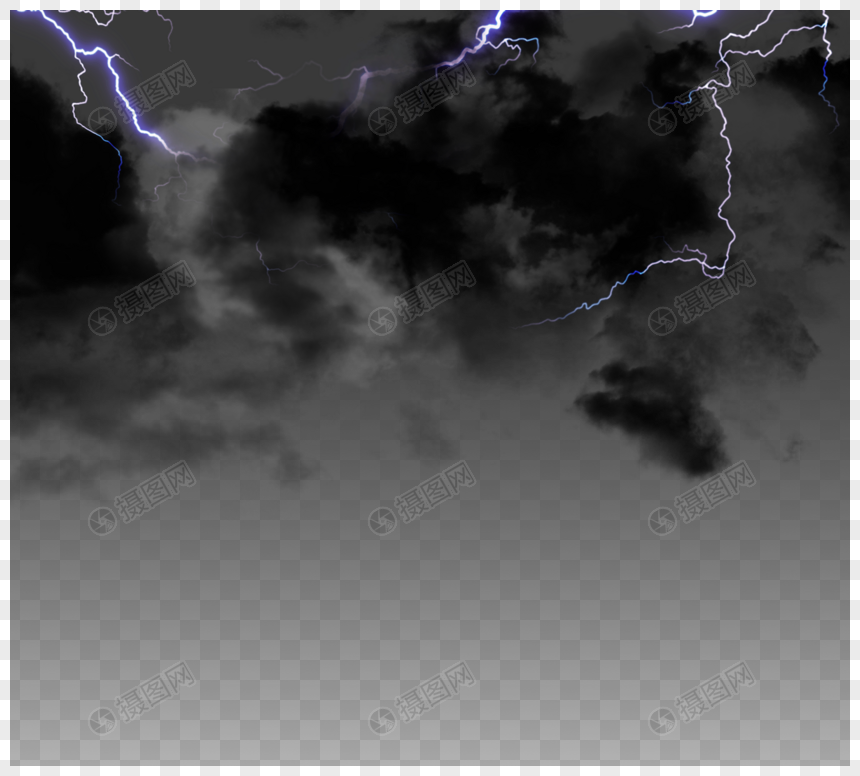 质感闪电效果黑色云层图片
