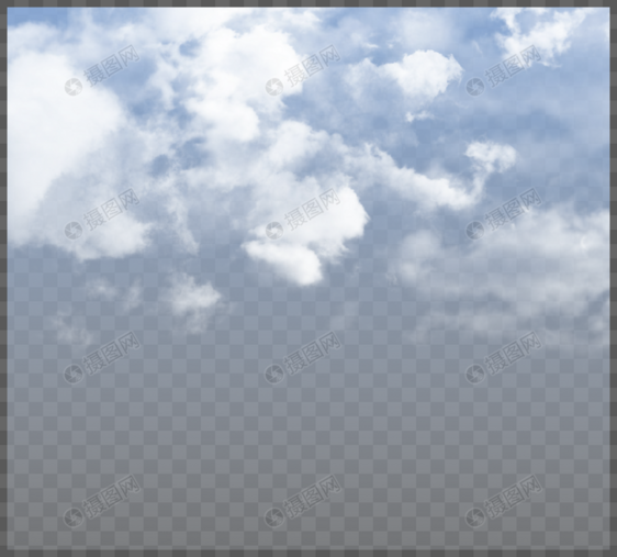 手绘逼真蓝天白云图片