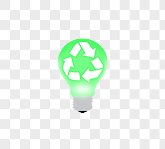 绿色灯泡可回收循环标志图片