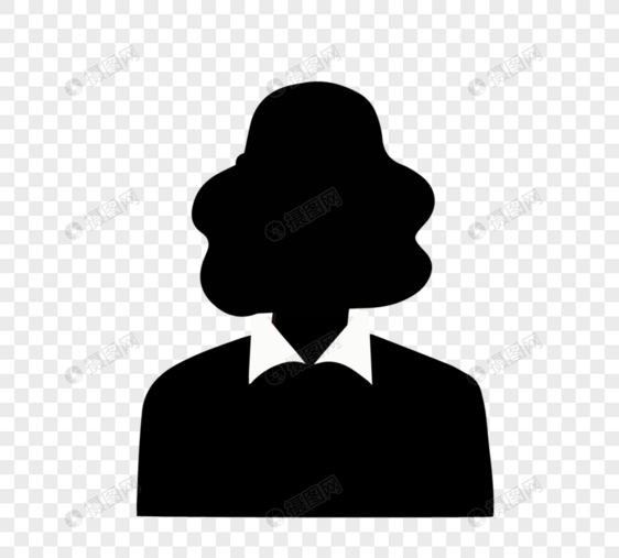 白领黑白商务人士剪影卷发女生头像图片