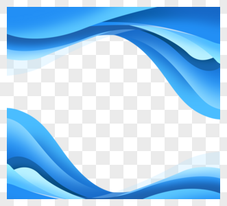 波浪起伏抽象渐变蓝色商务装饰边框图片