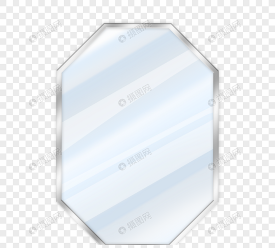 八边形透明玻璃镜子金属框架元素图片