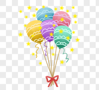 肌理风格彩色小金星生日装饰气球高清图片