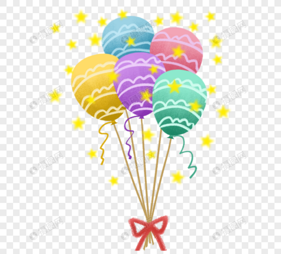 肌理风格彩色小金星生日装饰气球图片