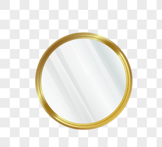 圆形金色花纹透明镜子空白高清图片素材