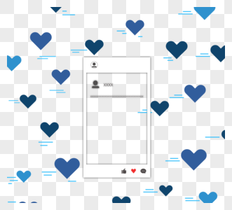蓝色爱心社交媒体边框图片