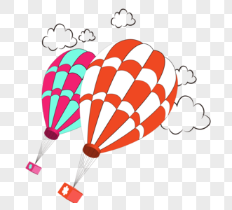 卡通天空彩色卡通飞行降落伞素材