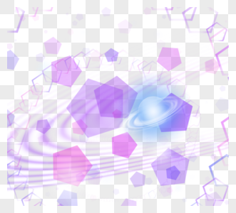 科技风格粉紫色五边形漂浮星球光效图片