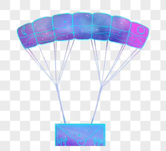 手绘星空降落伞元素图片