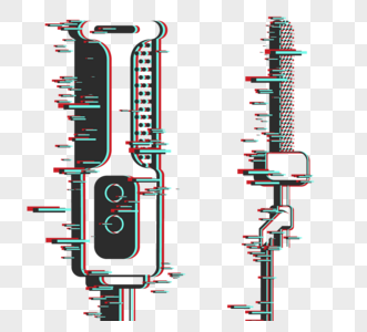 红蓝故障风麦克风素材图片