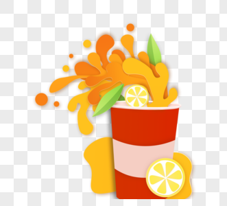 黄色夏天橙子饮品图片
