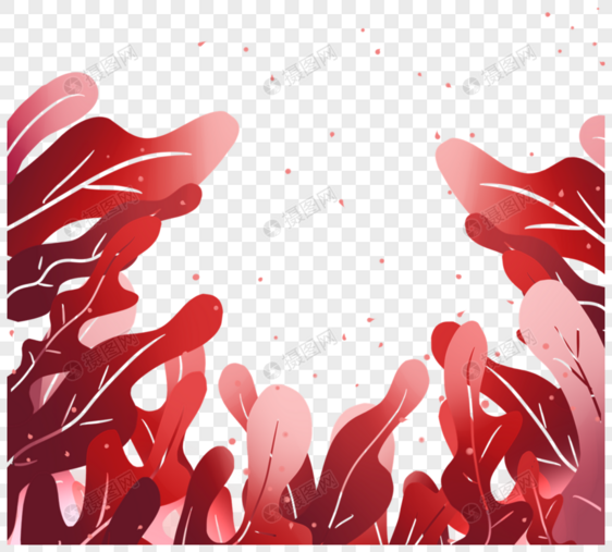 夏季红色抽象叶子边框图片