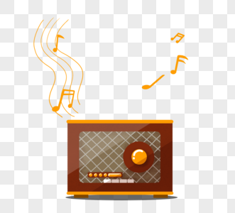 手绘复古款式收音机图片