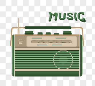 绿色收音机复古信号线广播高清图片