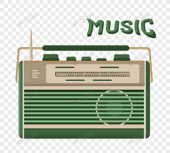 绿色收音机复古信号线广播图片