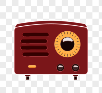 手绘红色复古收音机高清图片