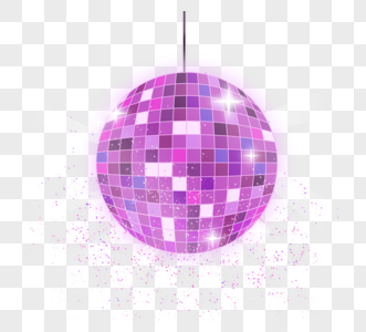 紫色闪亮发光迪斯科灯球高清图片