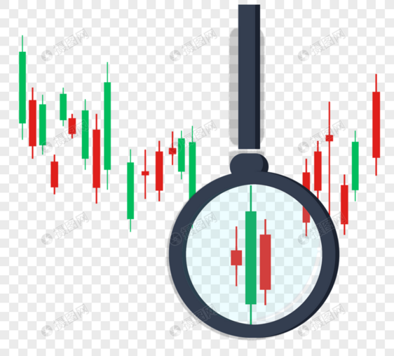 放大镜股票价格波动k线图图片