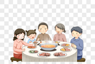 一家人一起吃火锅图片