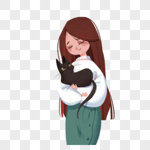 抱猫的女孩图片