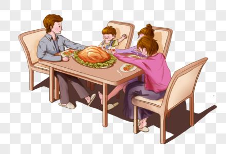 家人吃饭感恩节聚餐素材