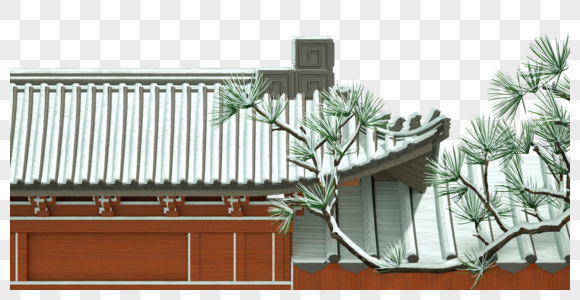 冬季冰雪屋檐建筑图片