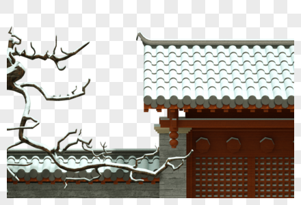 冬季冰雪屋檐建筑图片