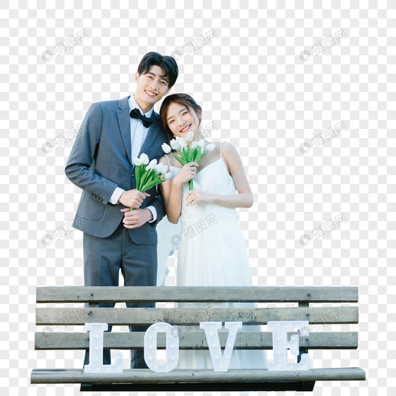 幸福情侣甜美婚纱照图片