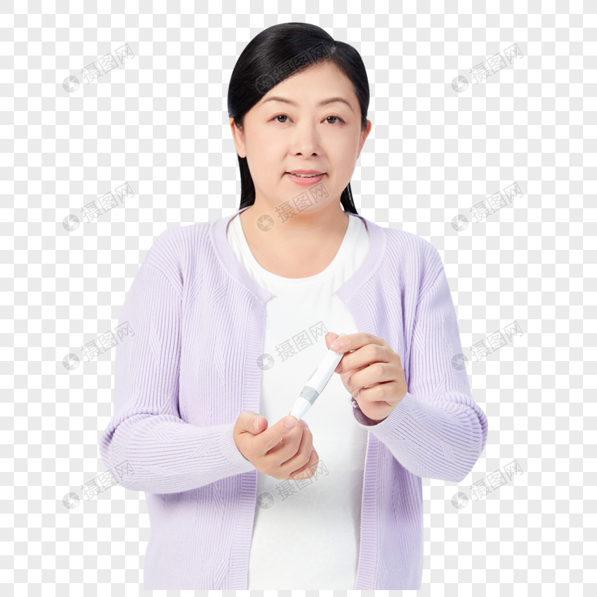 中年女性检测血糖图片