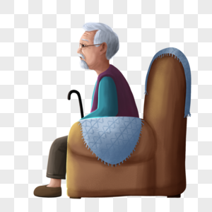 独自坐着的老人图片