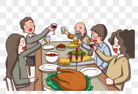 感恩节家人聚餐高清图片