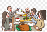 感恩节家人聚餐图片