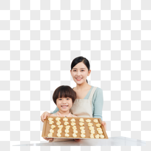 母子烘培居家烘烤饼干图片