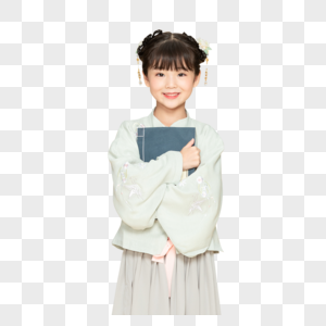 古风汉服小女孩抱着书高清图片