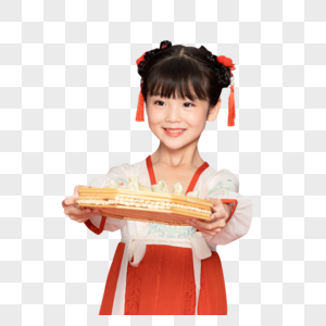 古风汉服中国风小女孩递饺子图片