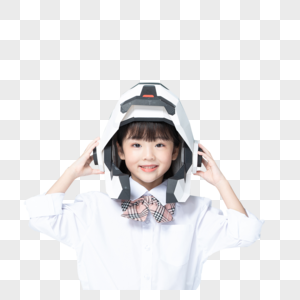 儿童小女孩戴卡通头盔航天梦想图片