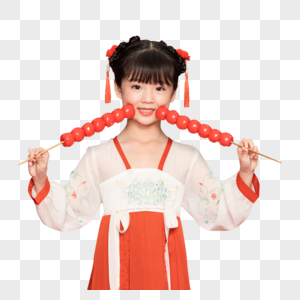 古风汉服中国风小女孩拿糖葫芦高清图片