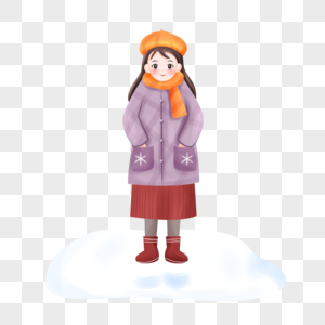 雪地里的女孩图片