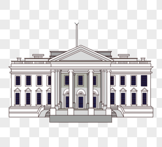手绘线白宫建筑白宫图片
