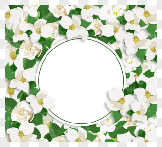 茉莉花层叠圆圈边框图片