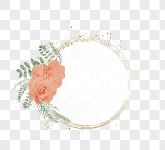 红色花卉金色婚礼边框高清图片