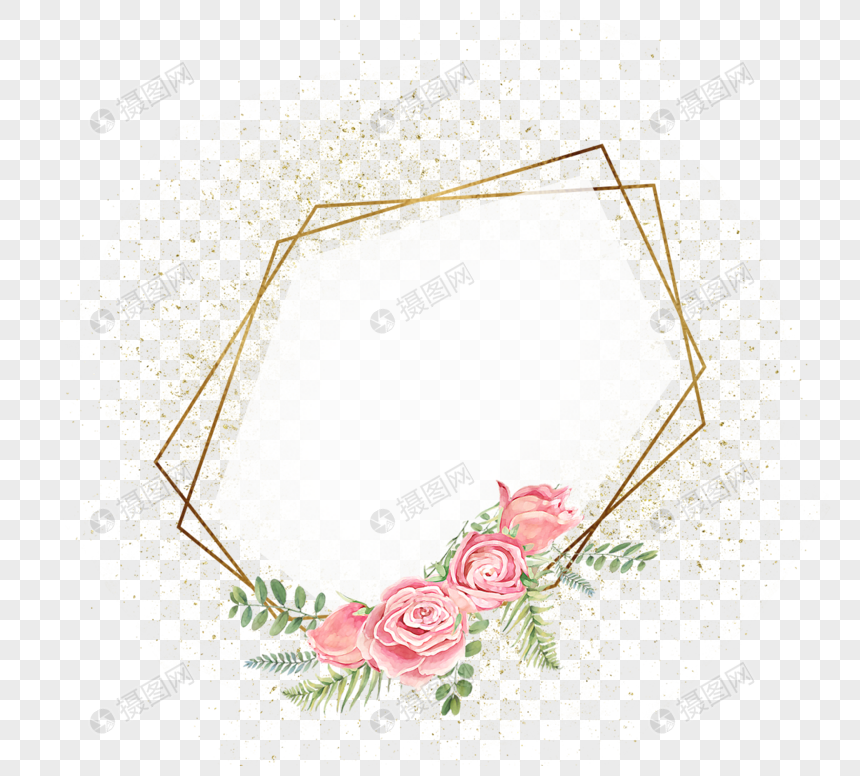 婚礼几何花卉边框图片