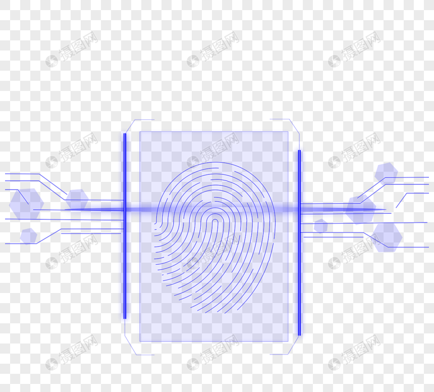 蓝色科技指纹解锁识别图片