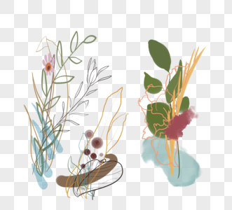 花草莫兰迪色植物元素图片