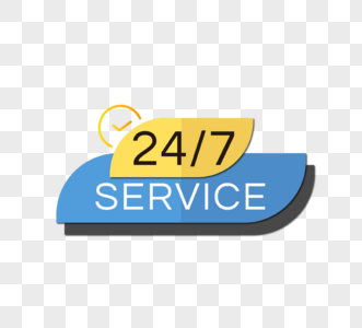 黄蓝色商务24小时服务图标图片