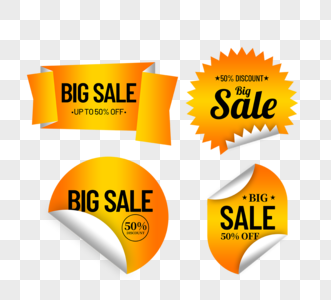 黄色渐变bigsale销售标签图片