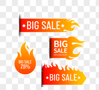 橙色火焰bigsale销售标签图片