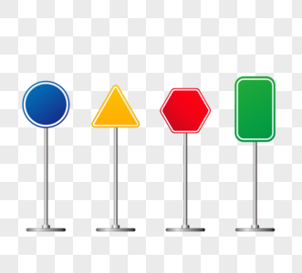 站立式写实风格交通信号指示牌高清图片