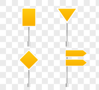 矩形三角形黄色渐变交通指示路标图片