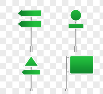 箭头圆方三角形绿色渐变交通指示路标图片